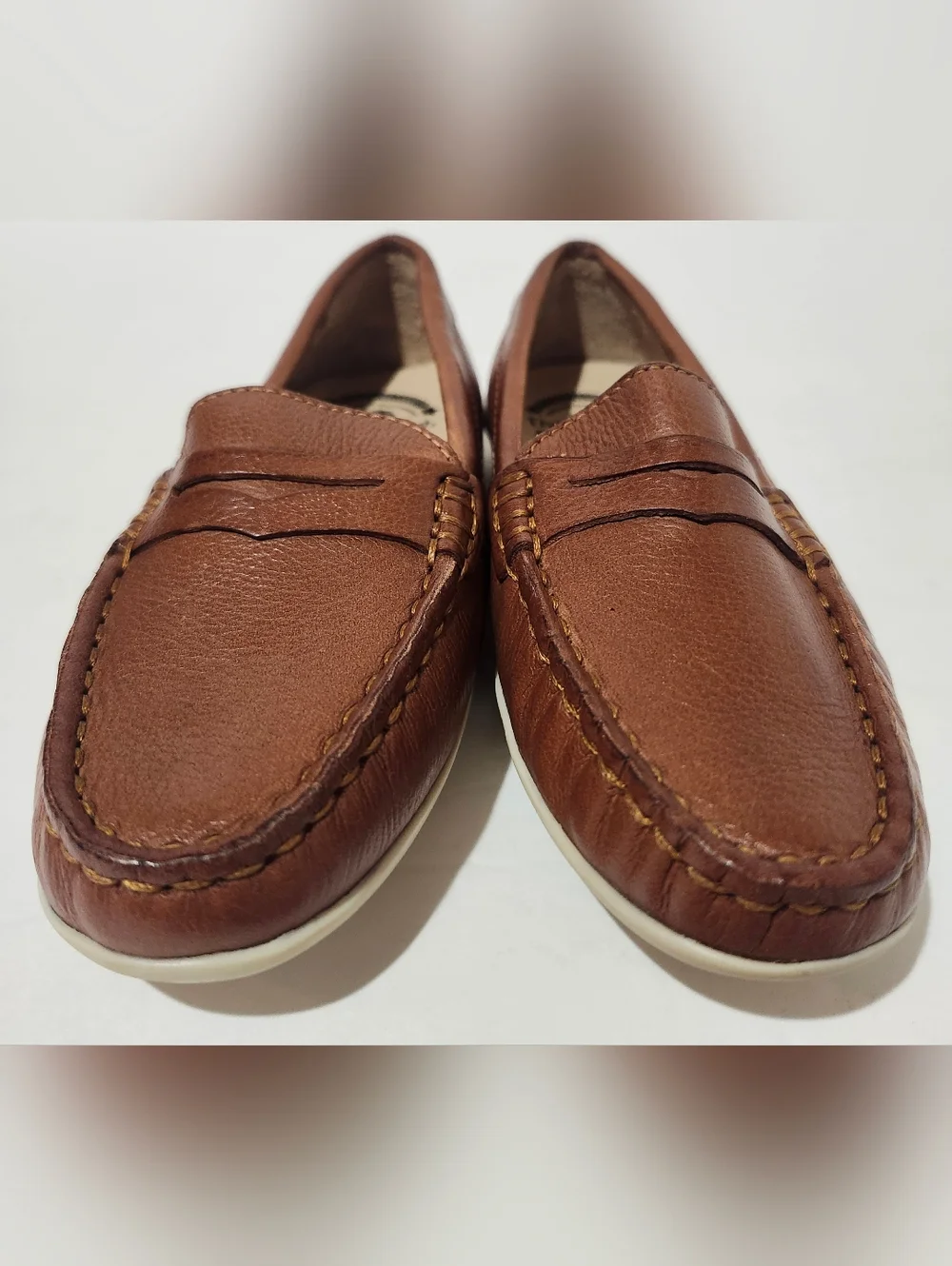 Driver Club USA Brown Kids Penny Loafers with White Sole Size 11